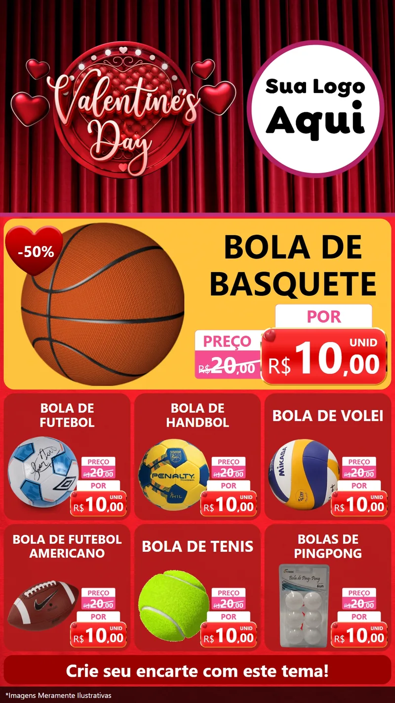 Modelo de Rede Social para Stories com o tema Valentine's Day para Artigos Esportivos