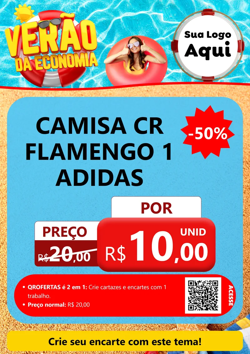 Modelo de Cartaz para Cartaz A4 Vertical com o tema Verão da Economia para Roupas e acessórios