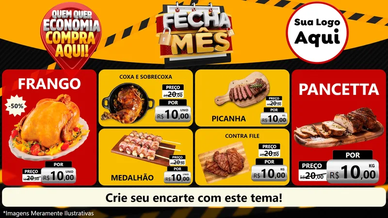 Modelo de TV para TV Horizontal com o tema Fecha Mês para Assados
