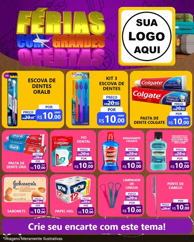 Modelo de Rede Social para Feed Instagram com o tema Férias com Grandes Ofertas para Higiene Pessoal