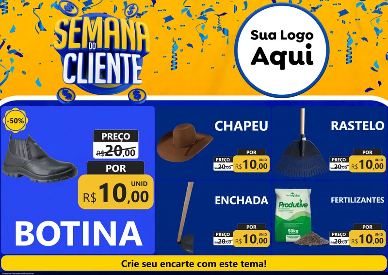 Modelo de Encarte para Encarte A4 Horizontal com o tema Semana do Cliente para Agropecuária