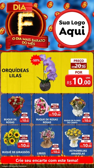Modelo de Rede Social para Stories com o tema Dia F - O Dia Mais Barato Do Mês para Floricultura e jardim