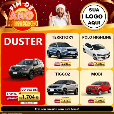 Modelo de Rede Social para Feed Facebook com o tema Fim de Ano Premiado para Concessionaria de Carros