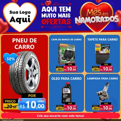 Modelo de Rede Social para Feed Facebook com o tema Mês dos Namorados para Auto peças