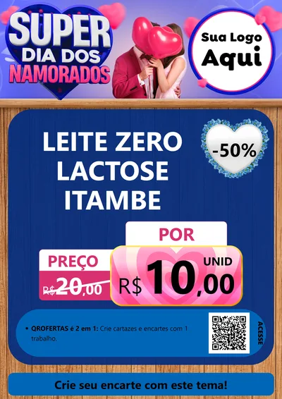 Modelo de Cartaz para Cartaz A4 Vertical com o tema Super Dia dos Namorados para Frios e Laticínios