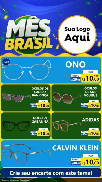 Modelo de TV para TV Vertical com o tema Mês do Brasil para Óticas