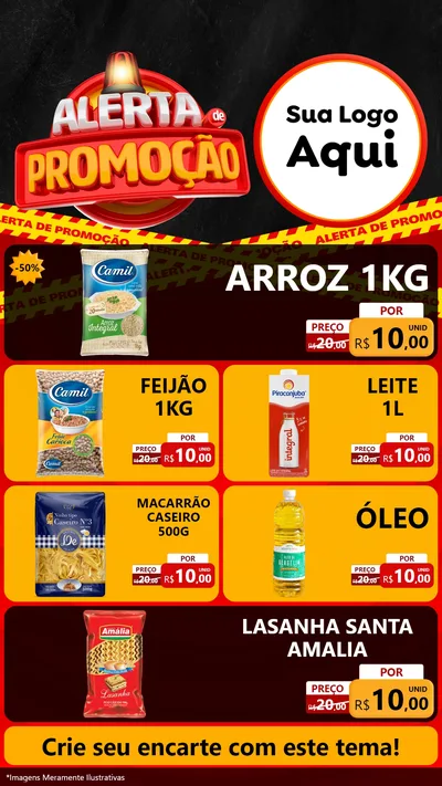 Modelo de TV para TV Vertical com o tema Alerta de Promoção para Supermercado