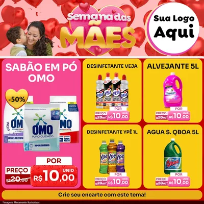 Modelo de Rede Social para Feed Facebook com o tema Semana Das Mães para Produtos de Limpeza