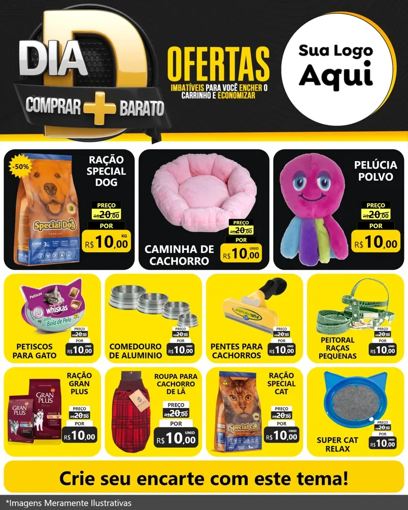 Modelo de Rede Social para Feed Instagram com o tema Dia D Mais Economia para Pet Shop