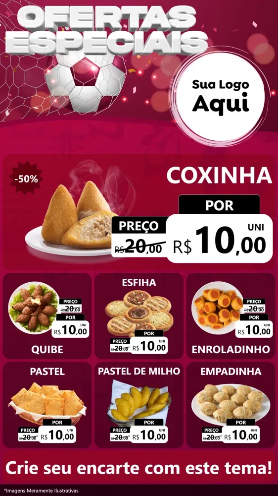 Modelo de Rede Social para Stories com o tema Ofertas Especiais - Futebol para Salgadaria