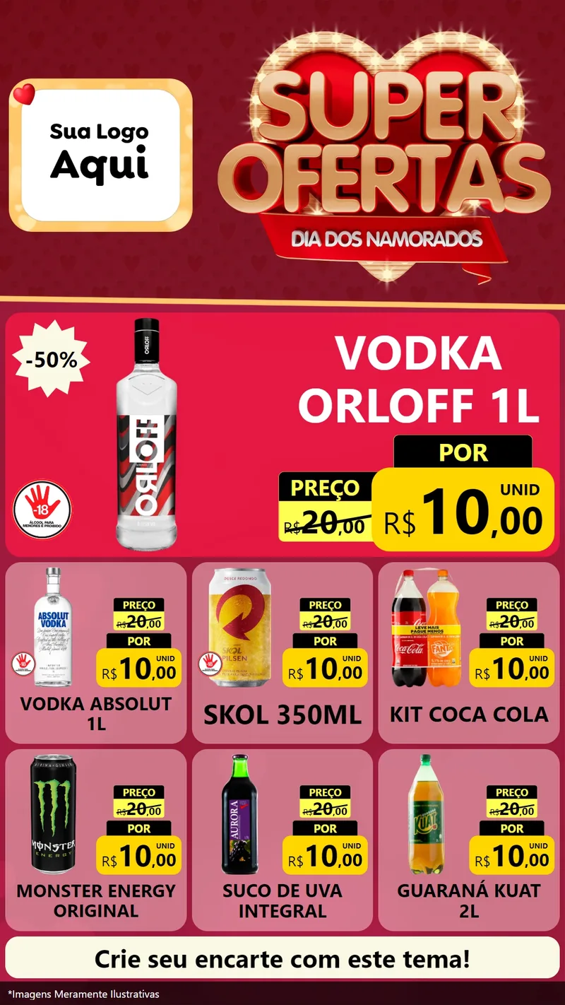 Modelo de Rede Social para Stories com o tema Dia dos Namorados para Distribuidora de bebidas