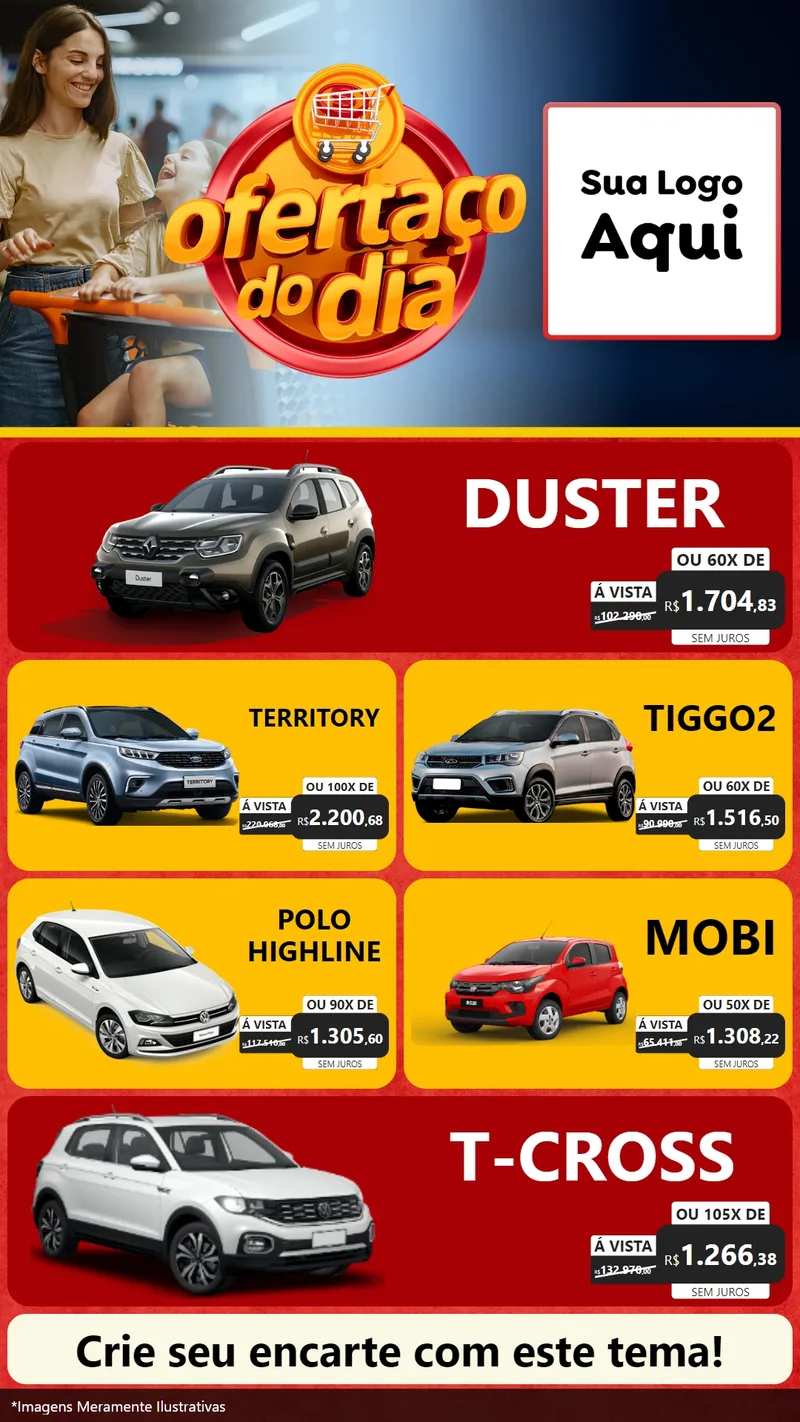 Modelo de TV para TV Vertical com o tema Ofertaço Do Dia para Concessionaria de Carros