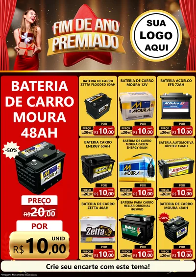 Modelo de Encarte para Encarte A4 Vertical com o tema Fim de Ano Premiado para Baterias Elétricas