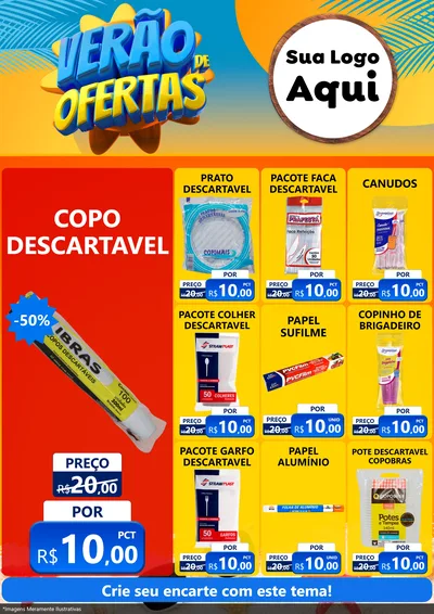 Modelo de Encarte para Encarte A4 Vertical com o tema Verão de Ofertas para Embalagens