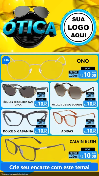 Modelo de TV para TV Vertical com o tema Ótica para Óticas