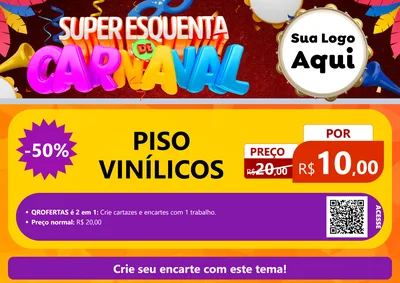 Modelo de Cartaz para Cartaz A4 Horizontal com o tema Super Esquenta de Carnaval para Material para Construção