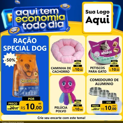 Modelo de Rede Social para Feed Facebook com o tema Aqui Tem Economia Todo Dia para Pet Shop