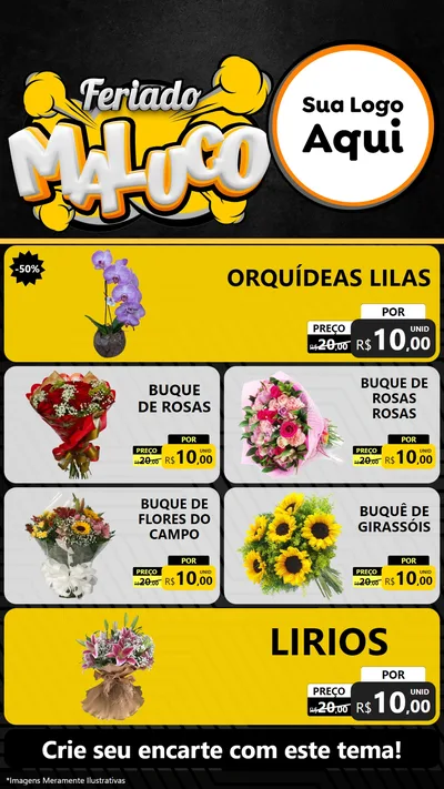 Modelo de TV para TV Vertical com o tema Feriado Maluco para Floricultura e jardim