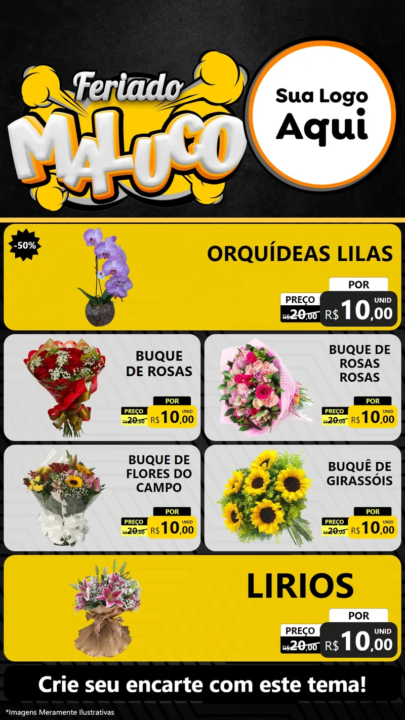 Modelo de TV para TV Vertical com o tema Feriado Maluco para Floricultura e jardim