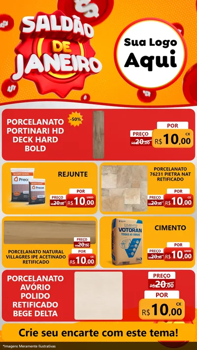 Modelo de TV para TV Vertical com o tema Saldão de Janeiro para Pisos e revestimentos