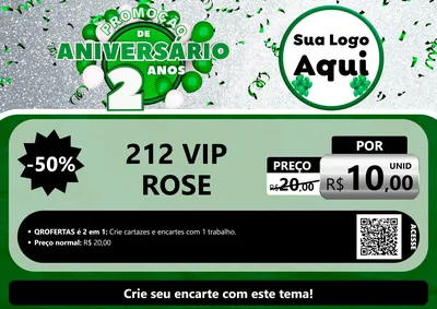 Modelo de Cartaz para Cartaz A4 Horizontal com o tema Promoção de Aniversário - 2 Anos para Perfumes