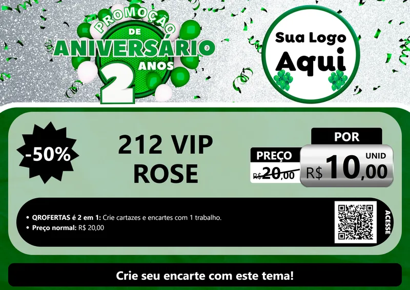 Modelo de Cartaz para Cartaz A4 Horizontal com o tema Promoção de Aniversário - 2 Anos para Perfumes