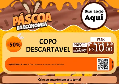 Modelo de Cartaz para Cartaz A4 Horizontal com o tema Páscoa da Economia para Embalagens