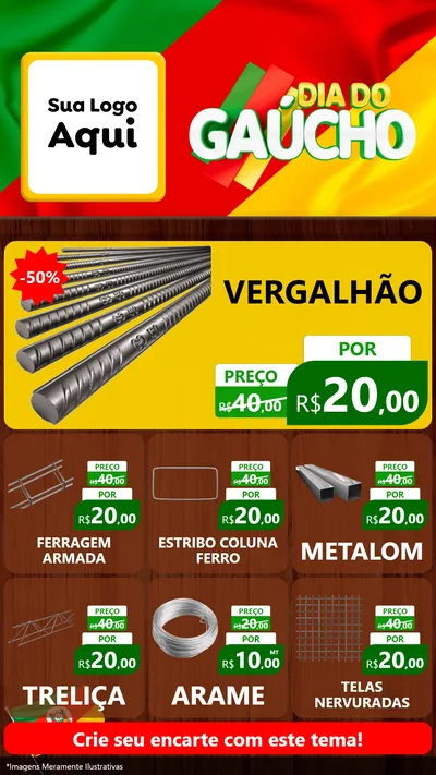 Modelo de Rede Social para Stories com o tema Dia do Gaúcho para Ferragens
