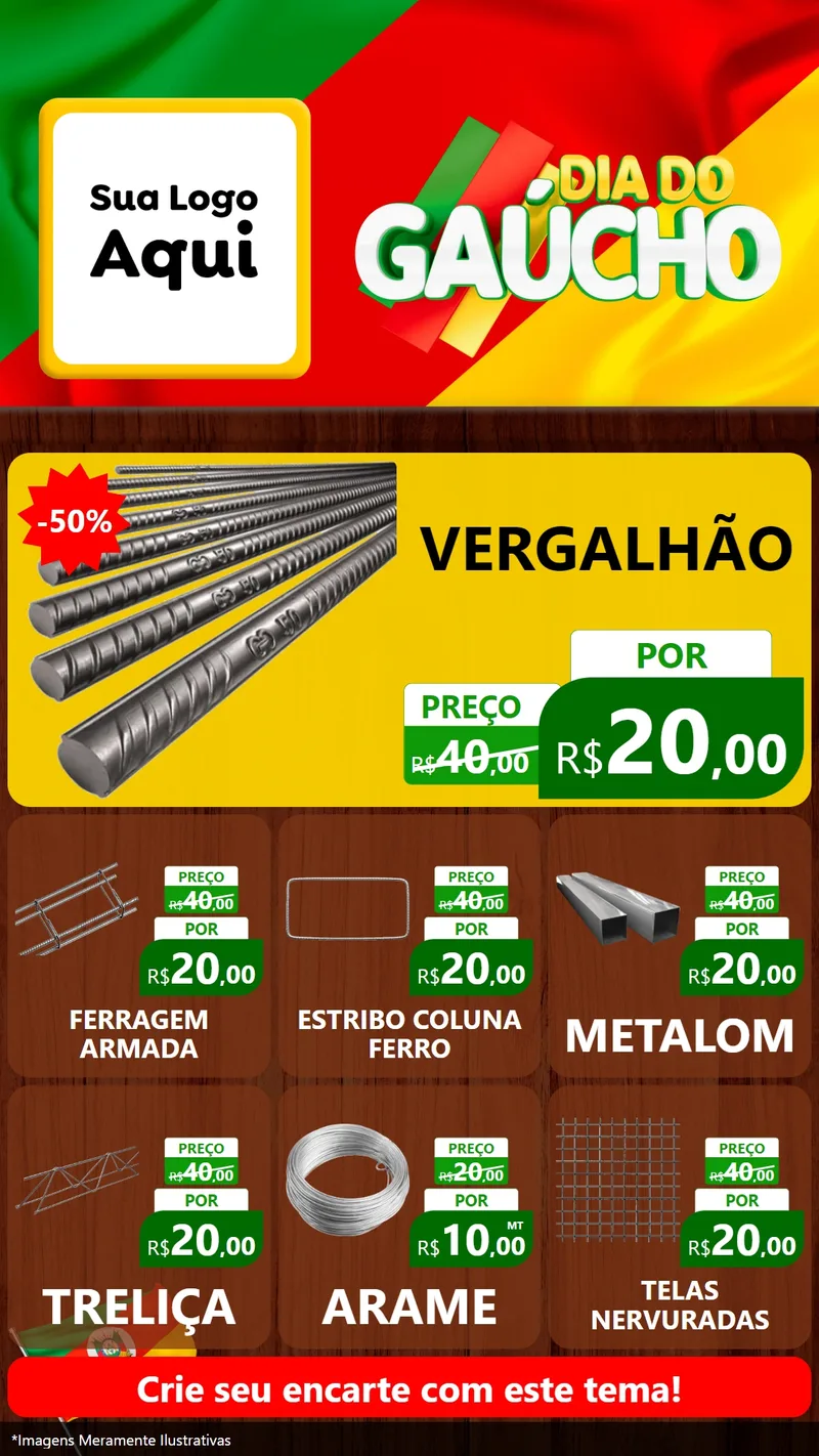 Modelo de Rede Social para Stories com o tema Dia do Gaúcho para Ferragens