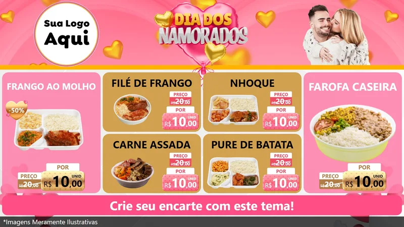 Modelo de TV para TV Horizontal com o tema Dia dos Namorados para Restaurante
