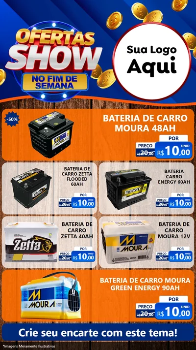 Modelo de TV para TV Vertical com o tema Ofertas Show No Fim De Semana para Baterias Elétricas