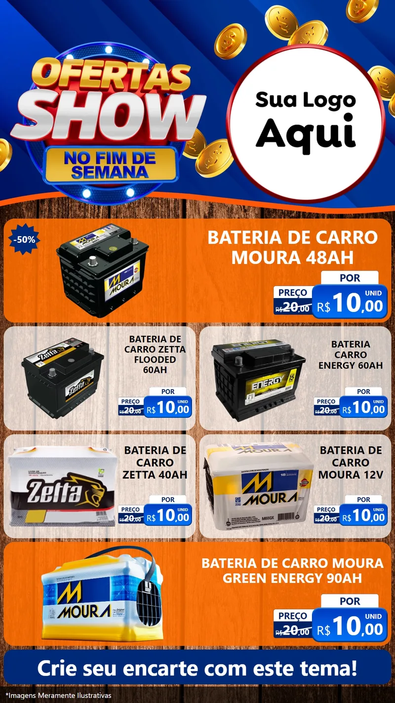 Modelo de TV para TV Vertical com o tema Ofertas Show No Fim De Semana para Baterias Elétricas
