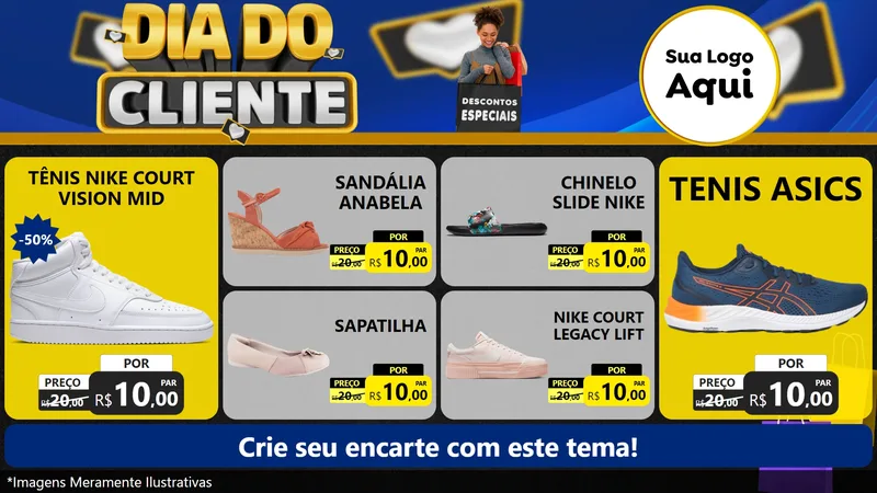 Modelo de TV para TV Horizontal com o tema Dia Do Cliente para Calçados