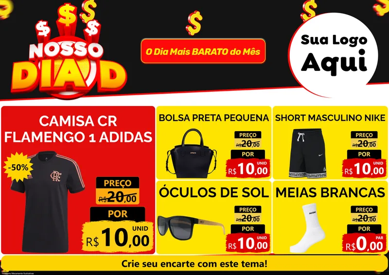 Modelo de Encarte para Encarte A4 Horizontal com o tema Nosso Dia D para Roupas e acessórios