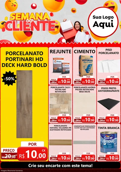 Modelo de Encarte para Encarte A4 Vertical com o tema Semana do Cliente para Pisos e revestimentos