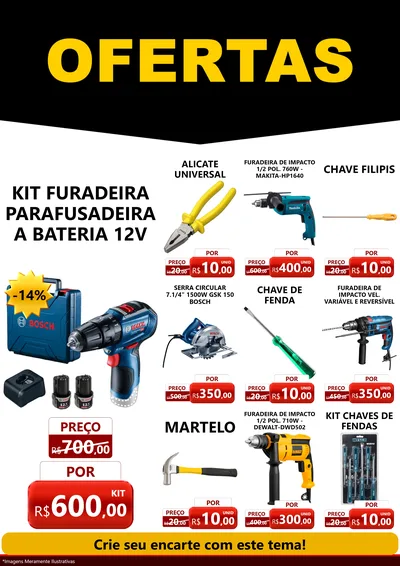 Modelo de Encarte para Encarte A4 Vertical com o tema Ofertas Preto e Vermelho Cartaz para Maquinas e Ferramentas