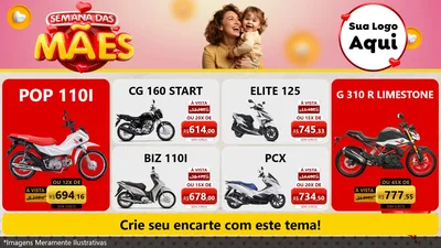 Modelo de TV para TV Horizontal com o tema Semana das Mães para Concessionaria de Motos