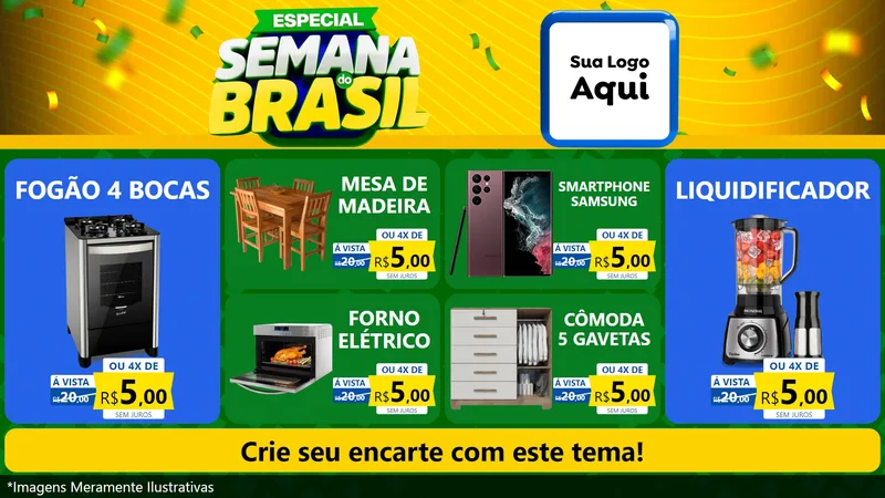 Modelo de TV para TV Horizontal com o tema Especial Semana do Brasil para Móveis e Eletro