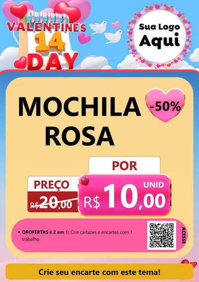 Modelo de Cartaz para Cartaz A4 Vertical com o tema Valentine's Day para Papelaria