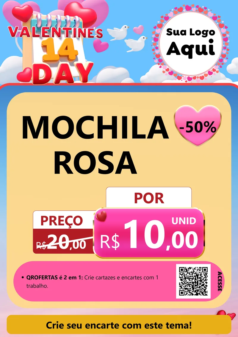 Modelo de Cartaz para Cartaz A4 Vertical com o tema Valentine's Day para Papelaria