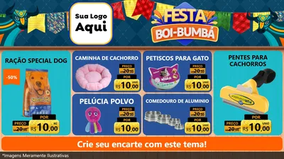 Modelo de TV para TV Horizontal com o tema Festa Boi Bumbá para Pet Shop