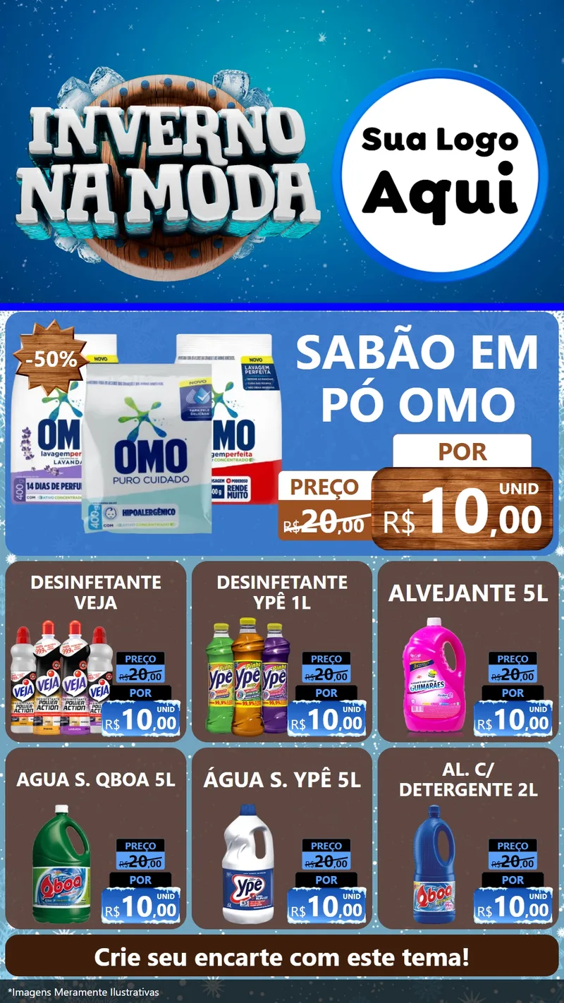 Modelo de Rede Social para Stories com o tema Inverno na Moda para Produtos de Limpeza
