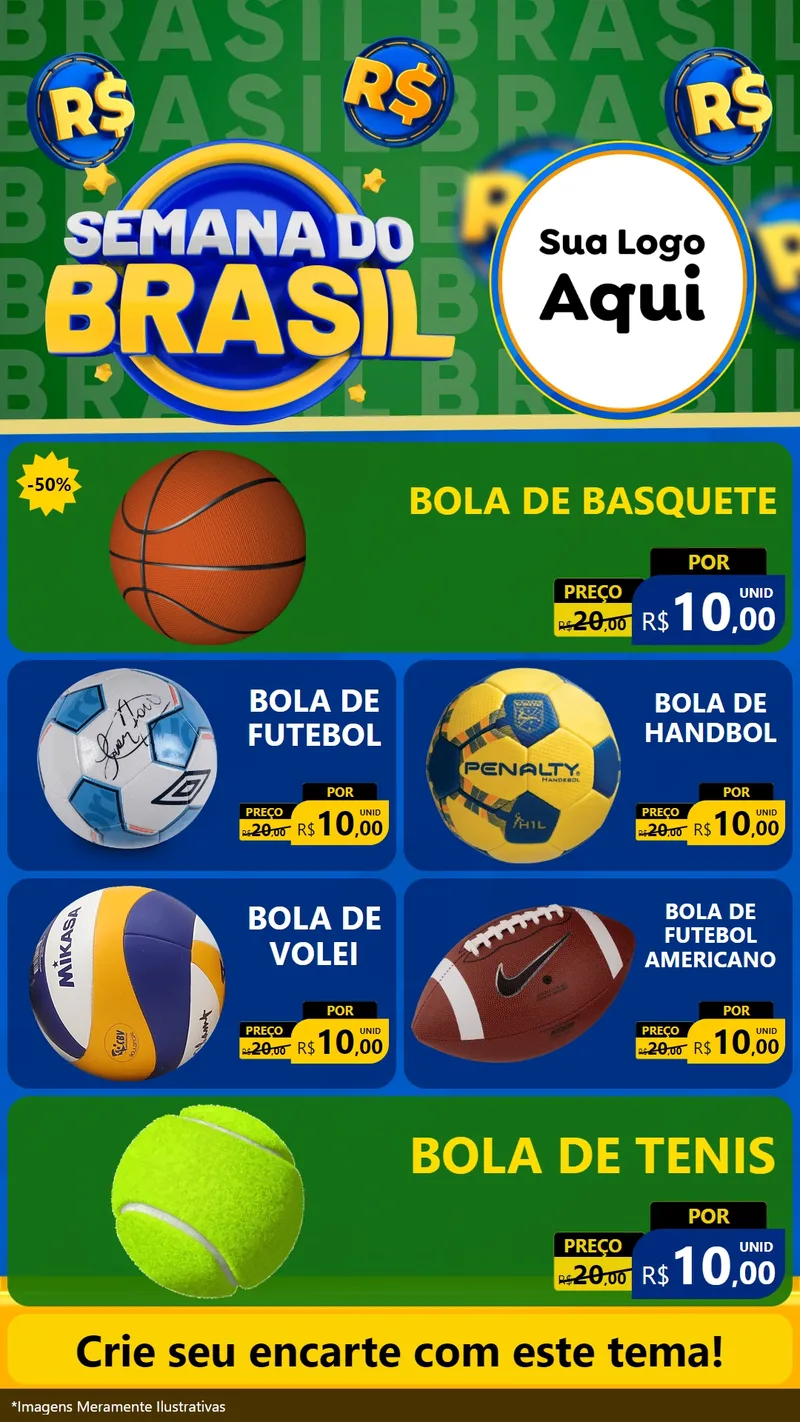 Modelo de TV para TV Vertical com o tema Semana Do Brasil para Artigos Esportivos