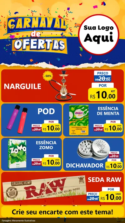 Modelo de TV para TV Vertical com o tema Carnaval de Ofertas para Tabacaria