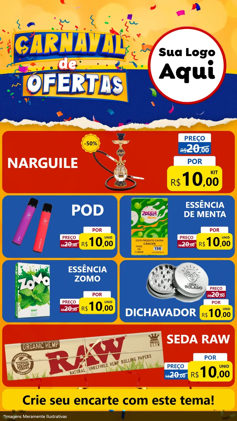 Modelo de TV para TV Vertical com o tema Carnaval de Ofertas para Tabacaria