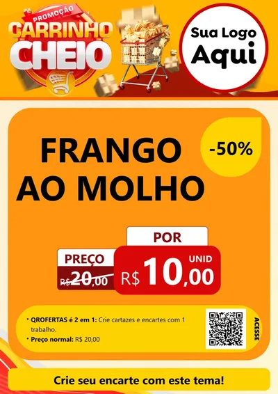 Modelo de Cartaz para Cartaz A4 Vertical com o tema Promoção carrinho cheio para Restaurante