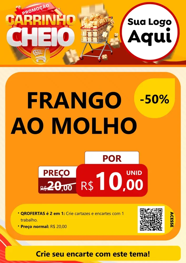 Modelo de Cartaz para Cartaz A4 Vertical com o tema Promoção carrinho cheio para Restaurante