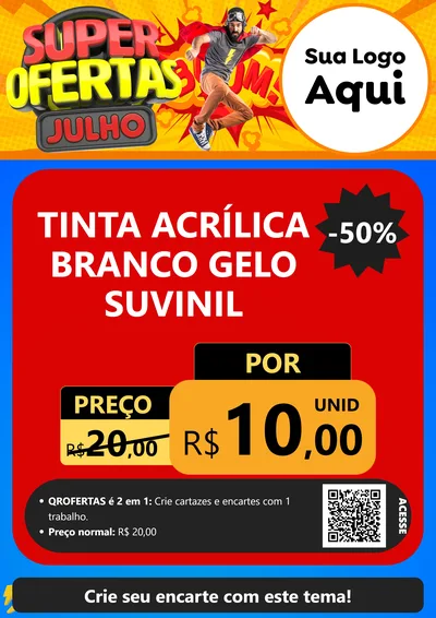Modelo de Cartaz para Cartaz A4 Vertical com o tema Super Ofertas Julho para Tintas e Ferramentas