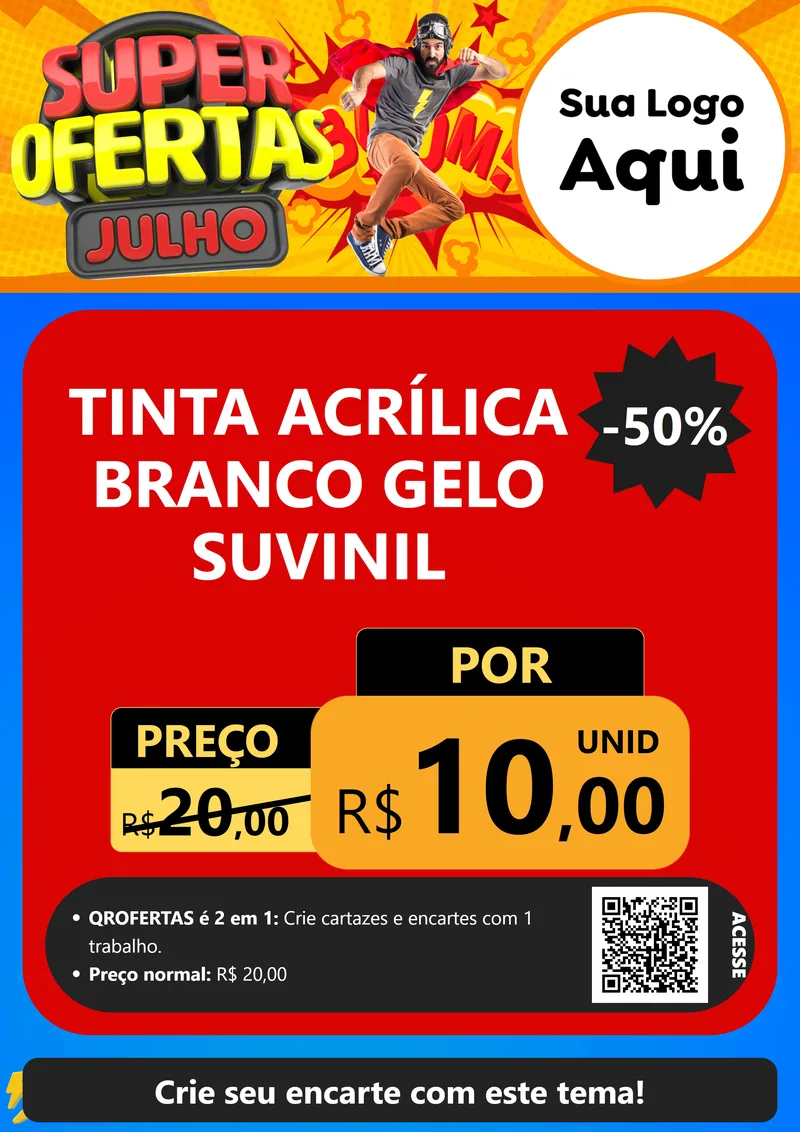 Modelo de Cartaz para Cartaz A4 Vertical com o tema Super Ofertas Julho para Tintas e Ferramentas