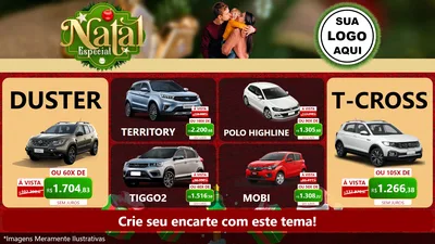 Modelo de TV para TV Horizontal com o tema Natal Especial para Concessionaria de Carros
